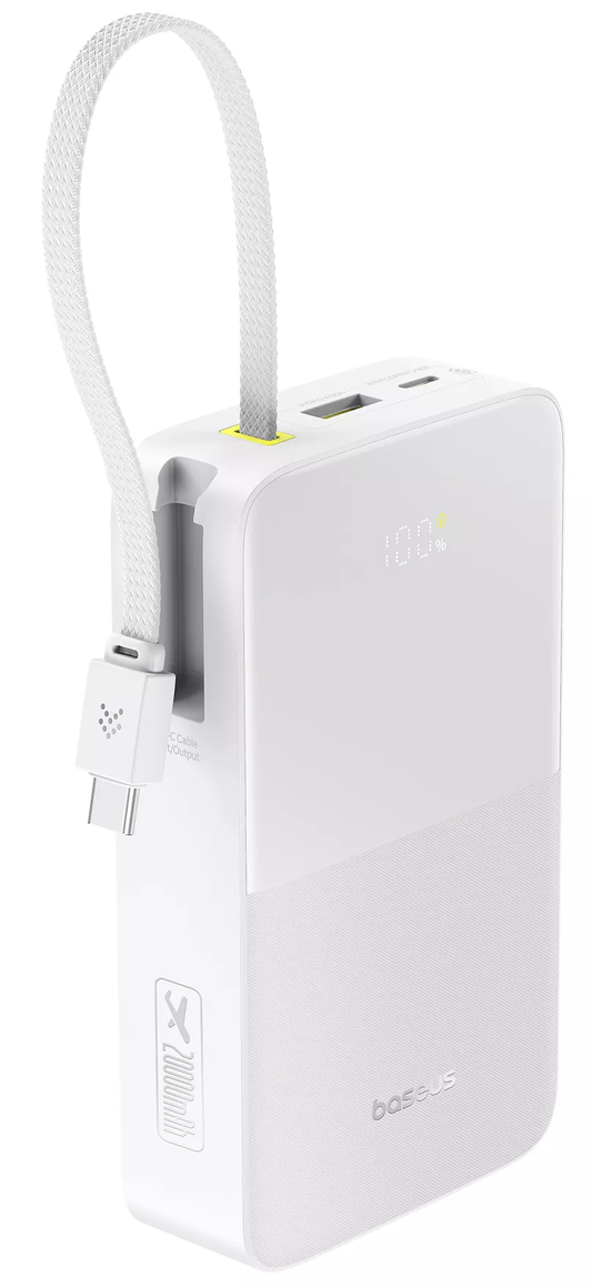Batteria Esterna Baseus EnerFill Bipow2 Pro, 20000mAh, 22.5W, QC + PD, 1 x USB-A - 2 x USB-C, Bianca E0027700