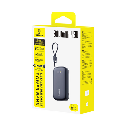 Batteria Esterna Baseus EnerFill FC21 QPow 3 Ultra, 20000mAh, 45W, QC + PD, 1 x USB-A - 1 x USB-C, Nera E0027P00