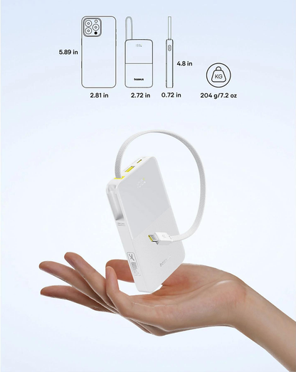 Batteria Esterna Baseus EnerFill Bipow2 Pro, 10000mAh, 22.5W, QC + PD, 1 x USB-A - 2 x USB-C, Bianca E0027601