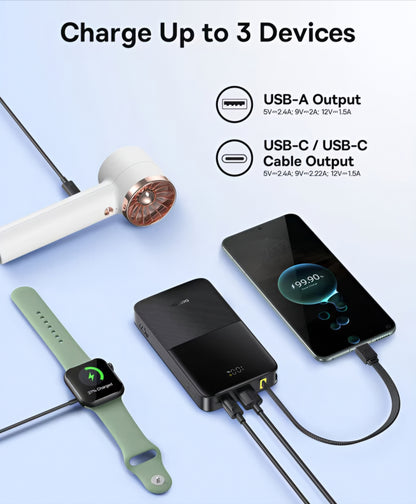 Batteria Esterna Baseus EnerFill Bipow2 Pro, 10000mAh, 22.5W, QC + PD, 1 x USB-A - 2 x USB-C, Nera E0027600