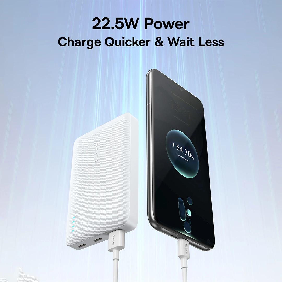 Batteria Esterna Baseus EnerFill FP21, 10000mAh, 22.5W, QC + PD, 1 x USB-A - 2 x USB-C, Bianca P1008210D213-00