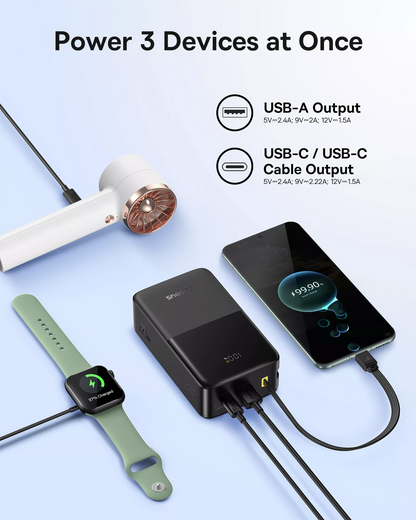 Batteria Esterna Baseus EnerFill Bipow2 Pro, 30000mAh, 22.5W, QC + PD, 1 x USB-A - 2 x USB-C, Nera E0028100