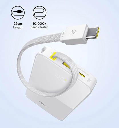 Batteria Esterna Baseus EnerFill Bipow2 Pro, 10000mAh, 22.5W, QC + PD, 1 x USB-A - 2 x USB-C, Bianca E0027601