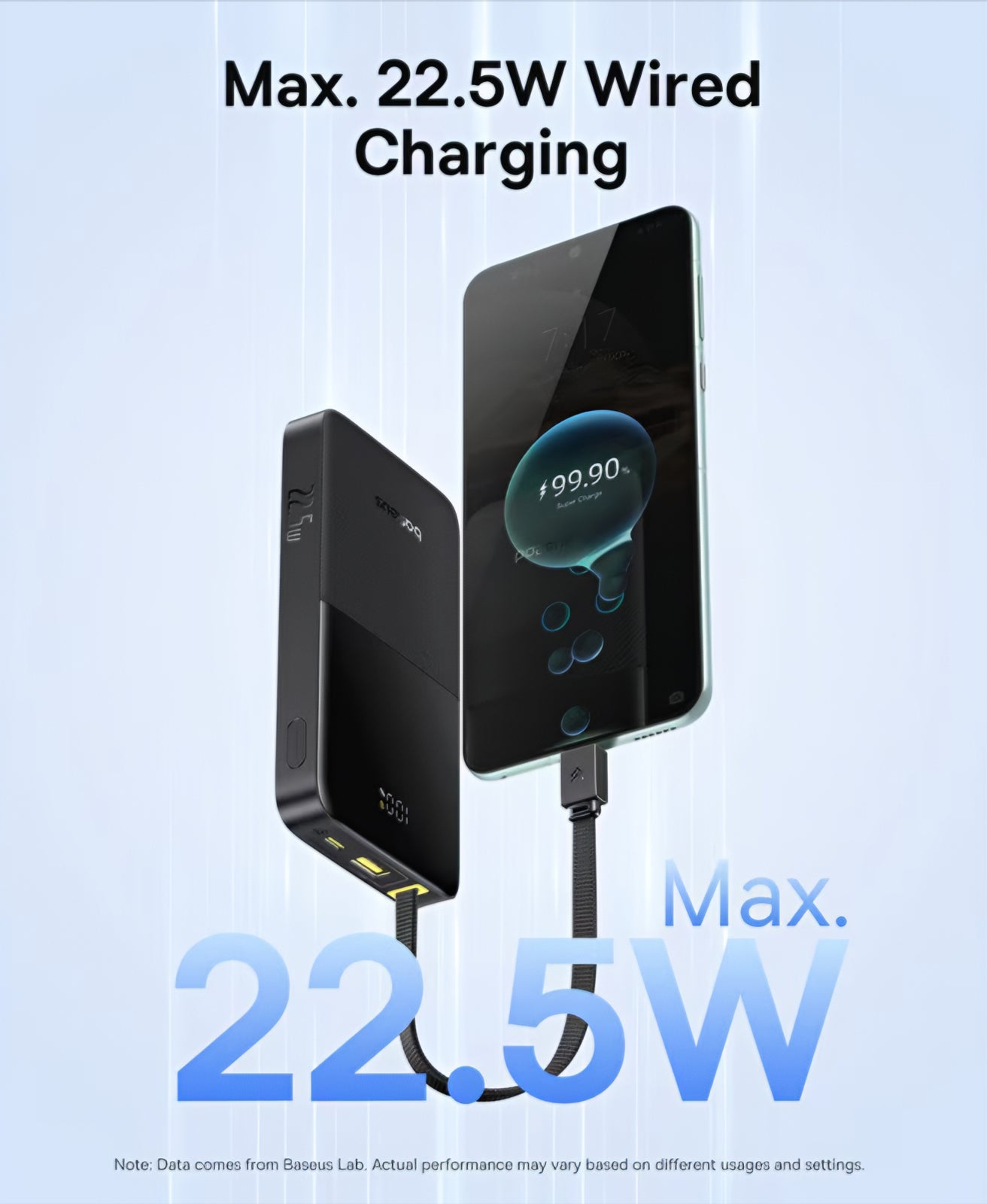 Batteria Esterna Baseus EnerFill Bipow2 Pro, 10000mAh, 22.5W, QC + PD, 1 x USB-A - 2 x USB-C, Nera E0027600