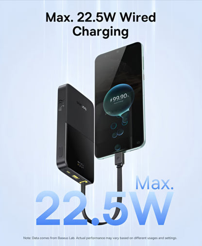 Batteria Esterna Baseus EnerFill Bipow2 Pro, 10000mAh, 22.5W, QC + PD, 1 x USB-A - 2 x USB-C, Nera E0027600
