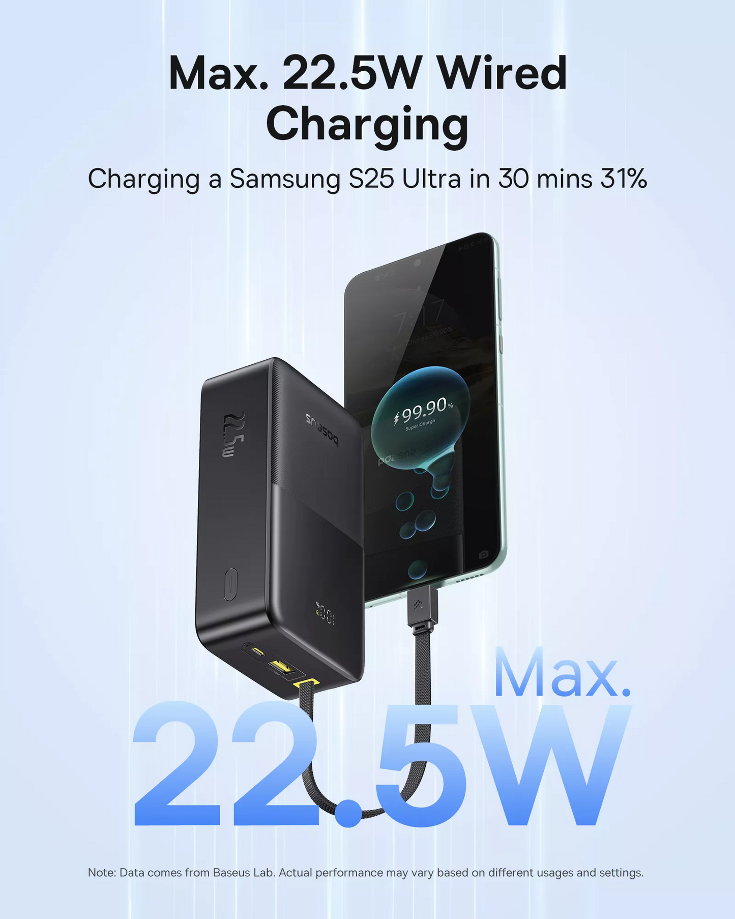 Batteria Esterna Baseus EnerFill Bipow2 Pro, 30000mAh, 22.5W, QC + PD, 1 x USB-A - 2 x USB-C, Nera E0028100