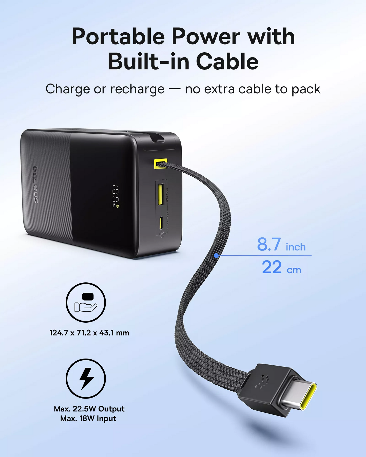 Batteria Esterna Baseus EnerFill Bipow2 Pro, 30000mAh, 22.5W, QC + PD, 1 x USB-A - 2 x USB-C, Nera E0028100