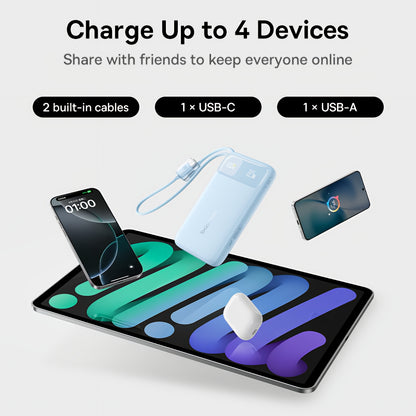 Batteria Esterna Baseus EnerFill FC11, 20000mAh, 22.5W, QC + PD, 1 x Lightning - 1 x USB-A - 2 x USB-C, Blu E0027S06