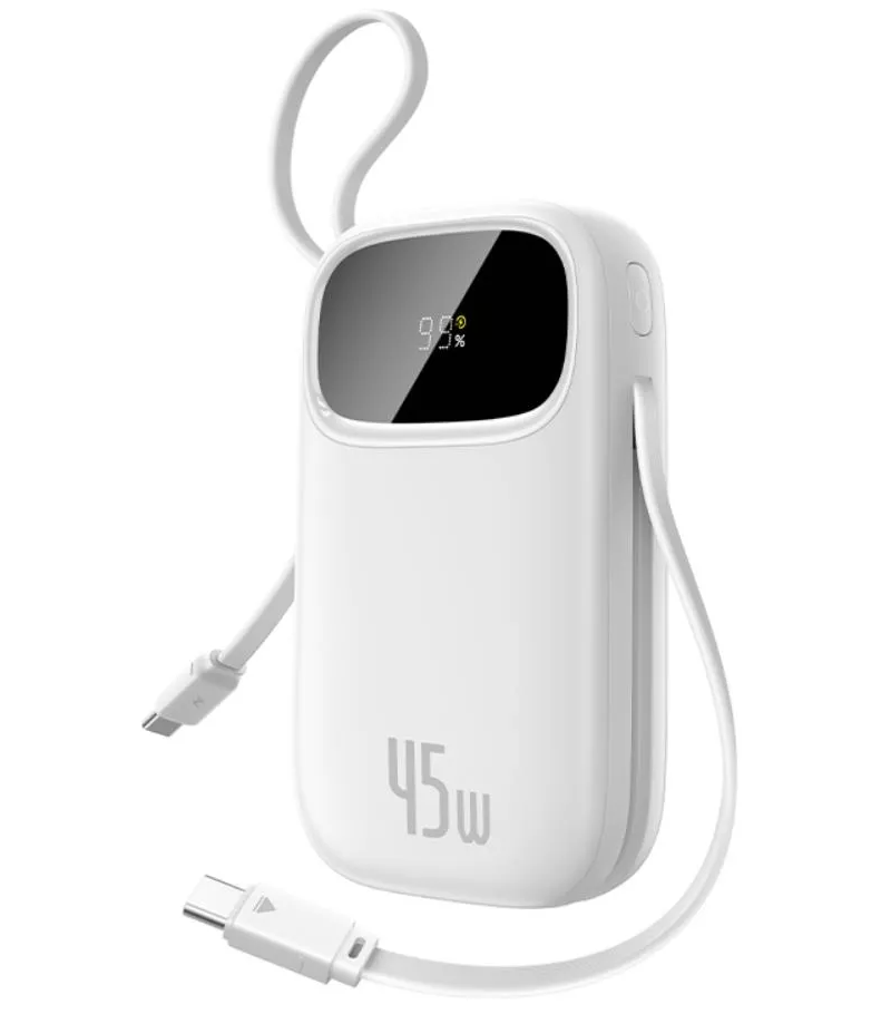 Batteria Esterna Baseus EnerFill FC31, 20000mAh, 45W, QC + PD, 1 x Lightning - 1 x USB-A - 2 x USB-C, Bianca P10082105213-00