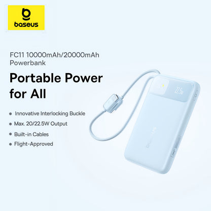 Batteria Esterna Baseus EnerFill FC11, 20000mAh, 22.5W, QC + PD, 1 x Lightning - 1 x USB-A - 2 x USB-C, Blu E0027S06