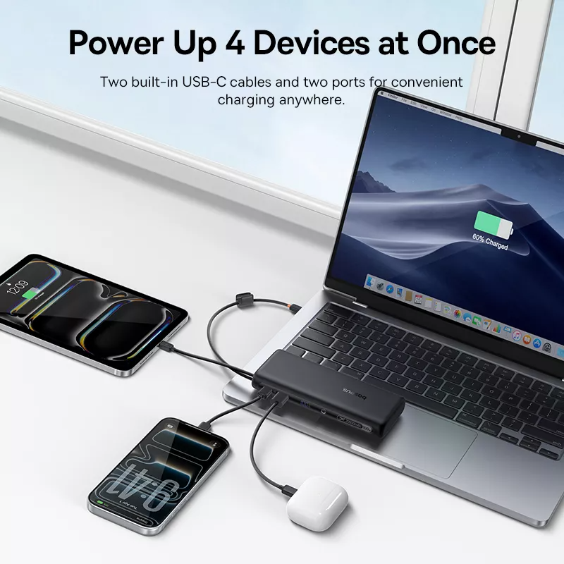 Batteria Esterna Baseus EnerFill FC41, 20000mAh, 100W, QC + PD, 1 x USB-A - 3 x USB-C, Nera E0028N03