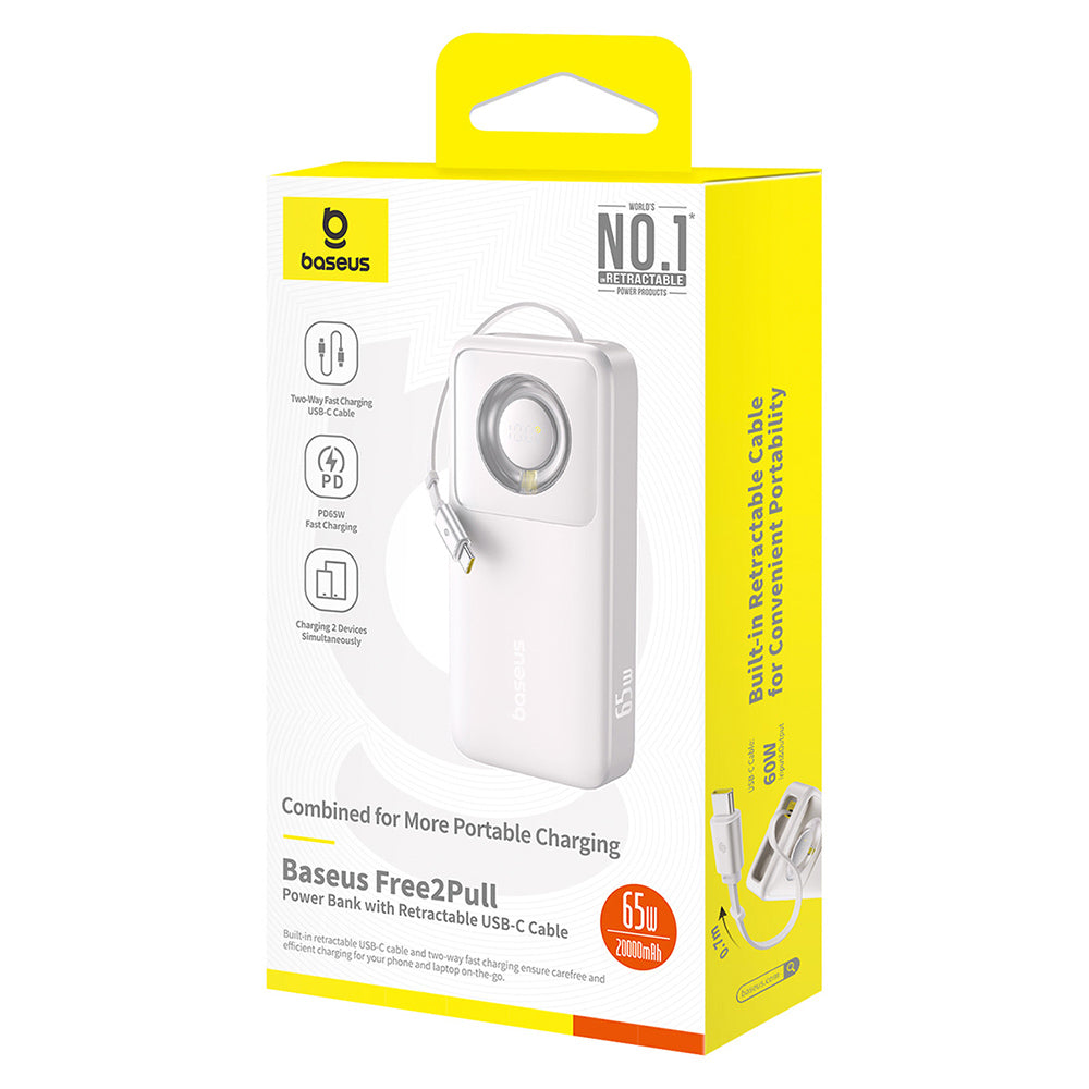 Baseus Free2Pull External Battery, 20000mAh, 65W, PD, 2 x USB-C, Gray P10073700843-00
