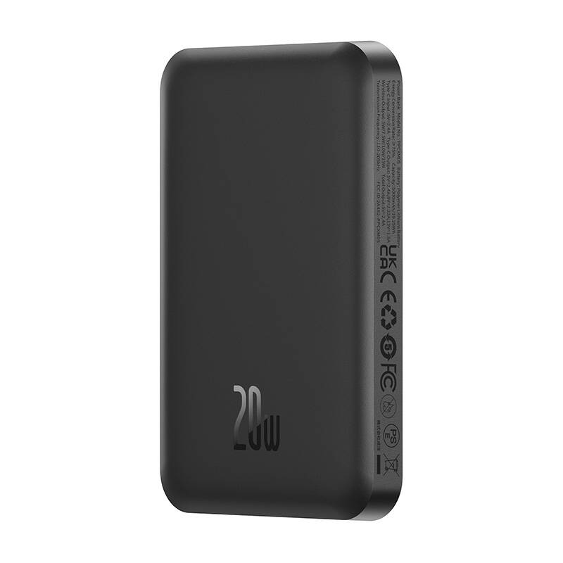 Baseus Magnetic Mini Batteria esterna senza fili, 5000mAh, 20W, PD + FQI, 1 x QI - 1 x USB-C, nero P10022107113113-00