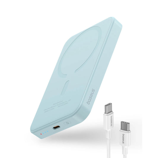 Baseus Magnetic Mini Batteria esterna senza fili, 5000mAh, 20W, PD + FQI, 1 x QI - 1 x USB-C, blu P10022107313-00 