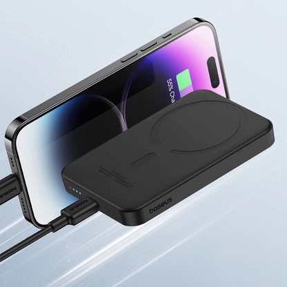 Baseus Magnetic Mini Batteria esterna senza fili, 5000mAh, 20W, PD + FQI, 1 x QI - 1 x USB-C, nero P10022107113113-00