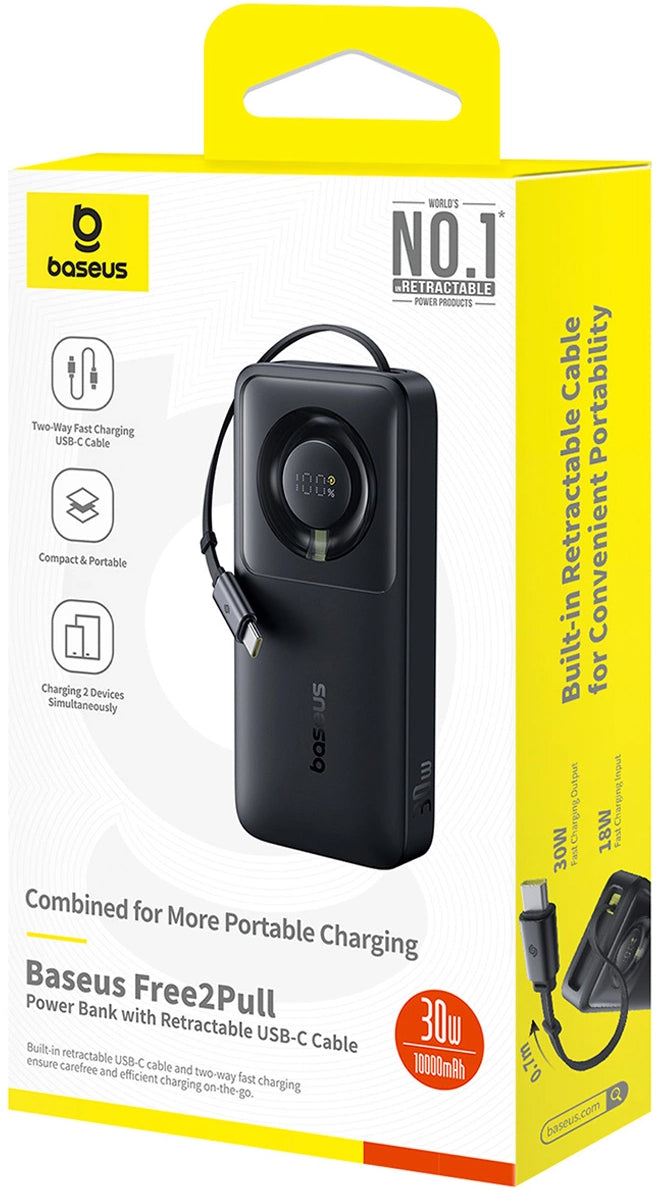 Batteria Esterna Baseus OS Free2Pull, 10000mAh, 30W, PD, 2 x USB-C, Nera P10073701123-00