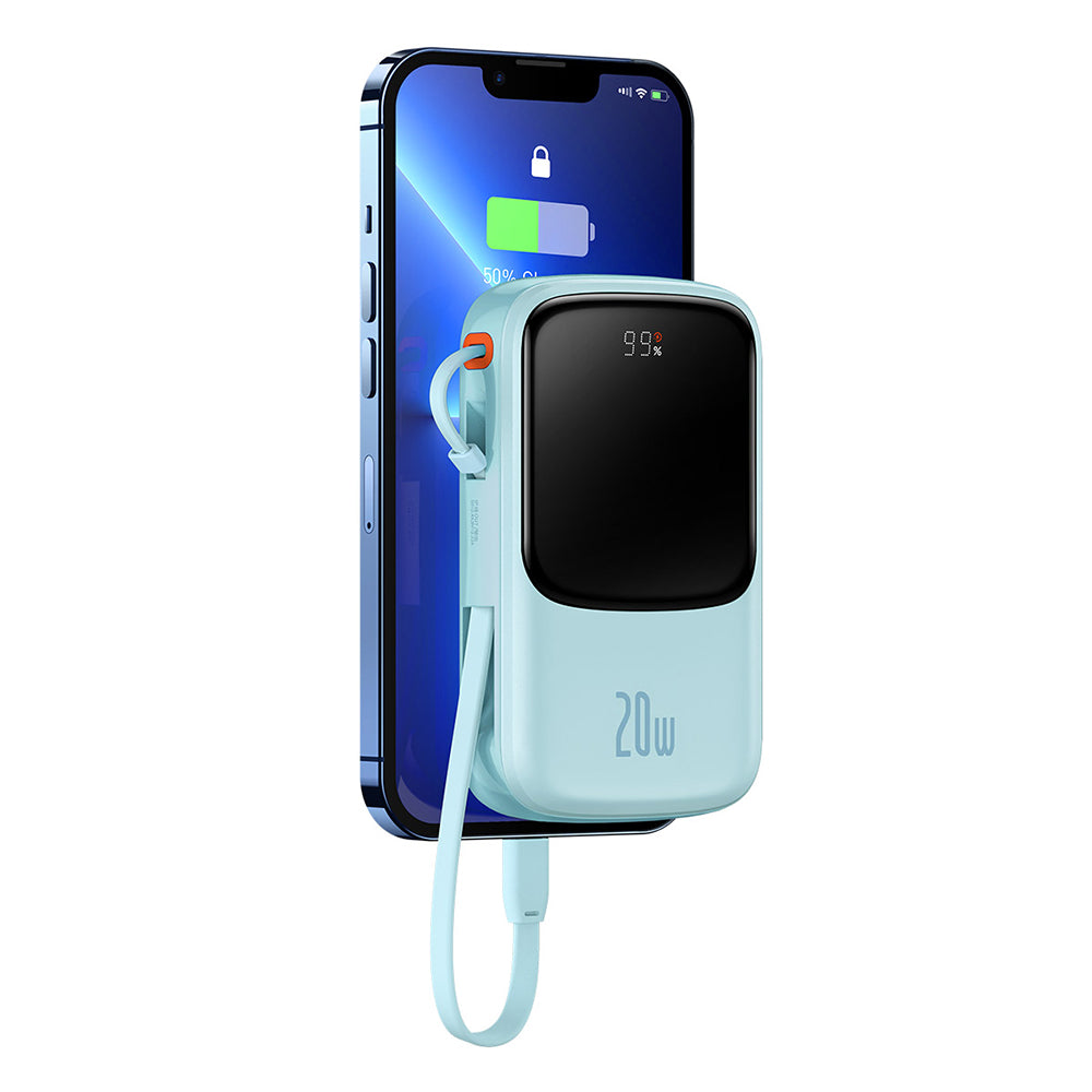 Batteria Esterna Baseus Qpow Pro, 20000mAh, 20W, QC + PD, 1 x Lightning - 1 x USB-A - 1 x USB-C, Blu PPQD030003