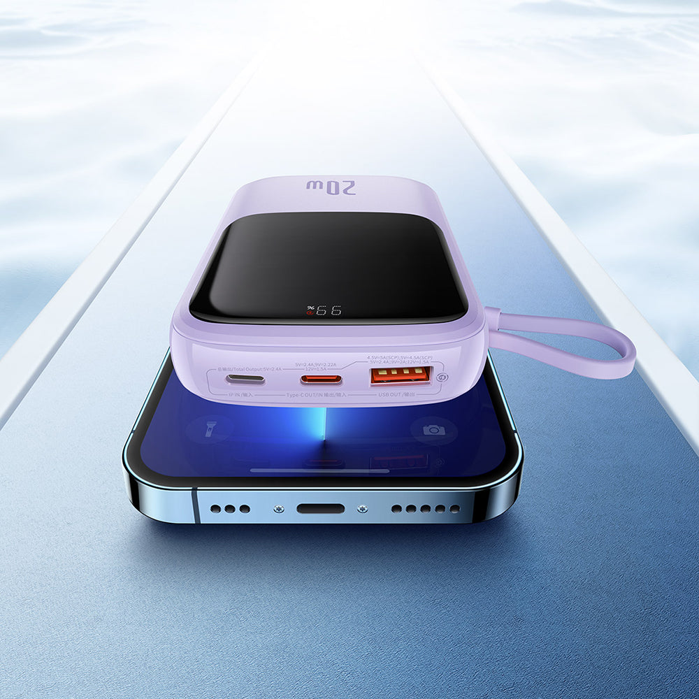 Batteria Esterna Baseus Qpow Pro, 20000mAh, 20W, QC + PD, 1 x Lightning - 1 x USB-A - 1 x USB-C, Viola PPQD030005