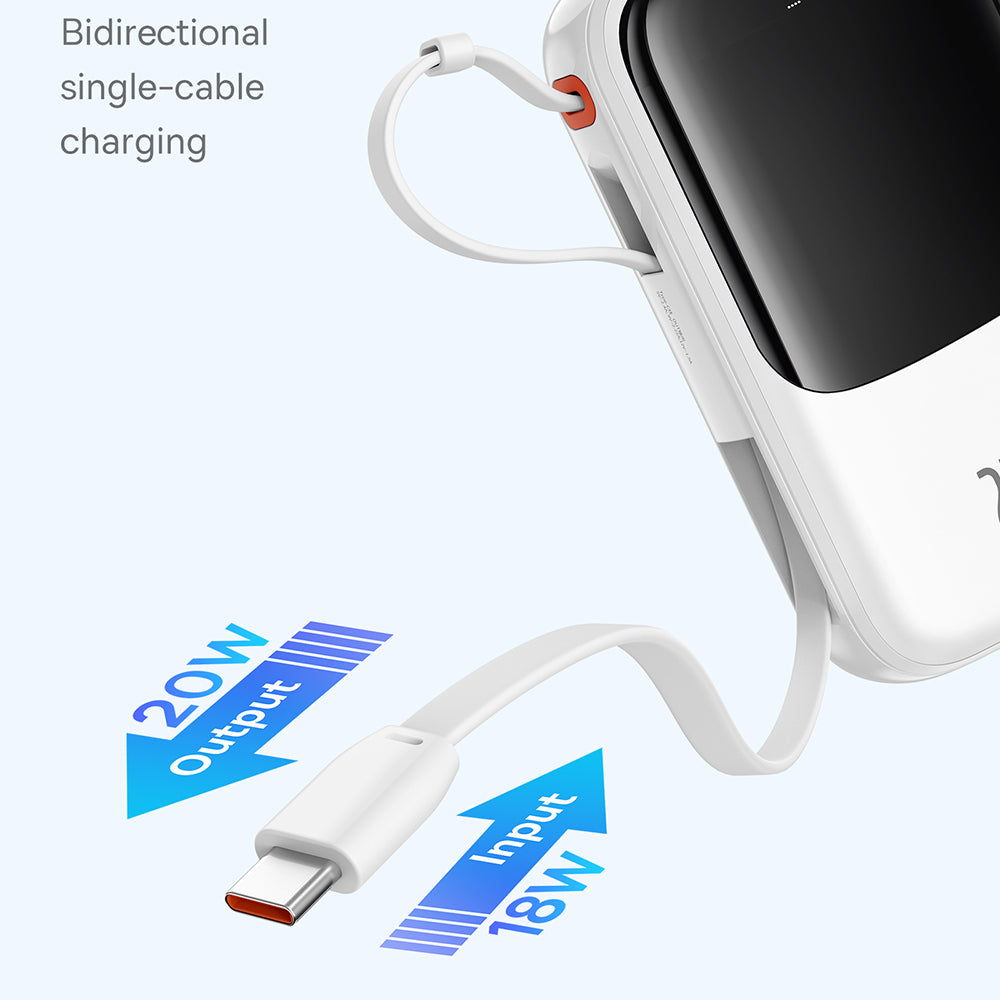 Batteria Esterna Baseus Qpow Pro+, 10000mAh, 22.5W, QC + PD, 1 x USB-A - 2 x USB-C, Bianca P10067101213-00