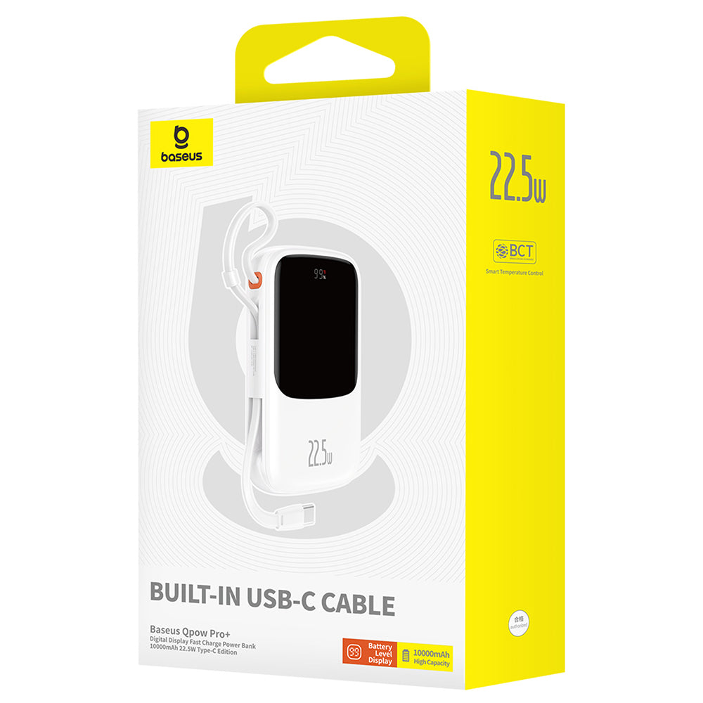 Batteria Esterna Baseus Qpow Pro+, 10000mAh, 22.5W, QC + PD, 1 x USB-A - 2 x USB-C, Bianca P10067101213-00