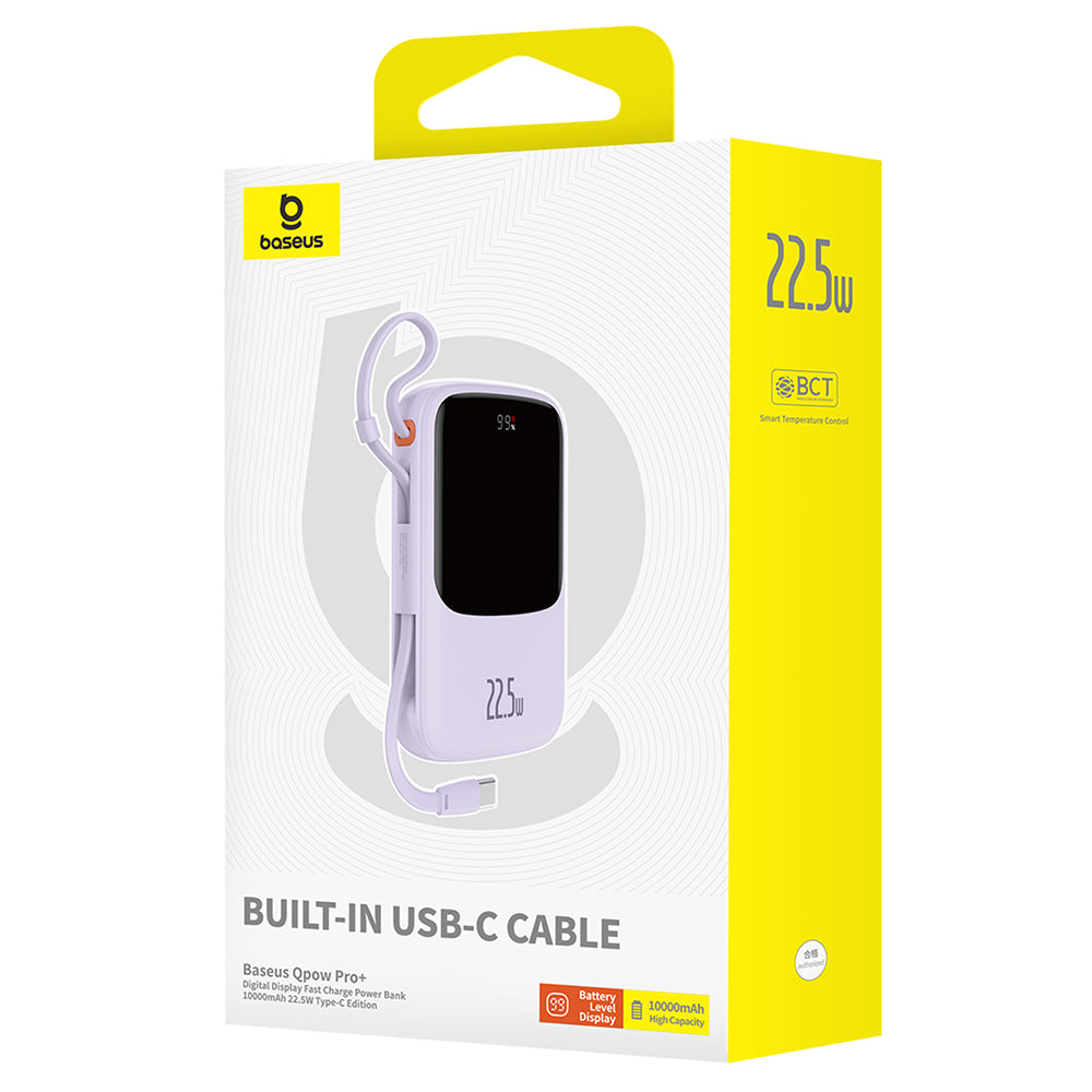 Batteria Esterna Baseus Qpow Pro+, 10000mAh, 22.5W, QC + PD, 1 x USB-A - 2 x USB-C, Viola P10067101513-00