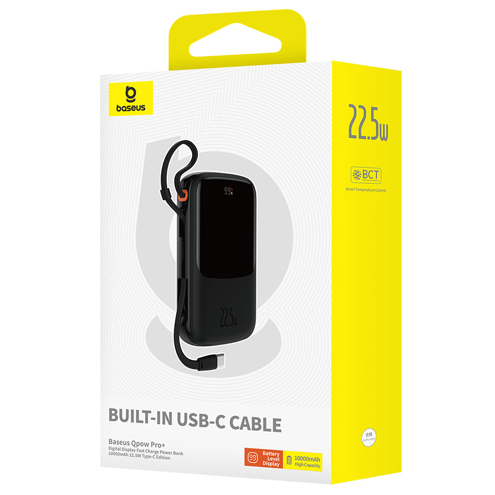 Batteria Esterna Baseus Qpow Pro+, 10000mAh, 22.5W, QC + PD, 1 x USB-A - 2 x USB-C, Nera P10067101113-00