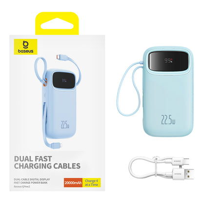 Batteria Esterna Baseus Qpow Pro+, 20000mAh, 22.5W, QC + PD, 1 x Lightning - 1 x USB-A - 2 x USB-C, Blu P10055002313-00