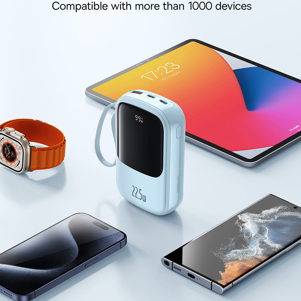 Batteria Esterna Baseus Qpow Pro+, 20000mAh, 22.5W, QC + PD, 1 x USB-A - 2 x USB-C, Blu P10067103313-00