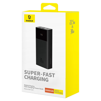 Batteria Esterna Baseus Star Lord, 20000mAh, 30W, QC + PD, 1 x USB-C - 2 x USB-A, Nera P10022904113-00