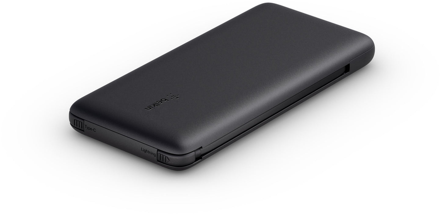 Batteria Esterna Belkin BoostCharge Plus, 10000mAh, 23W, QC + PD, 1 x Lightning - 2 x USB-C, Nera BPB006btBLK