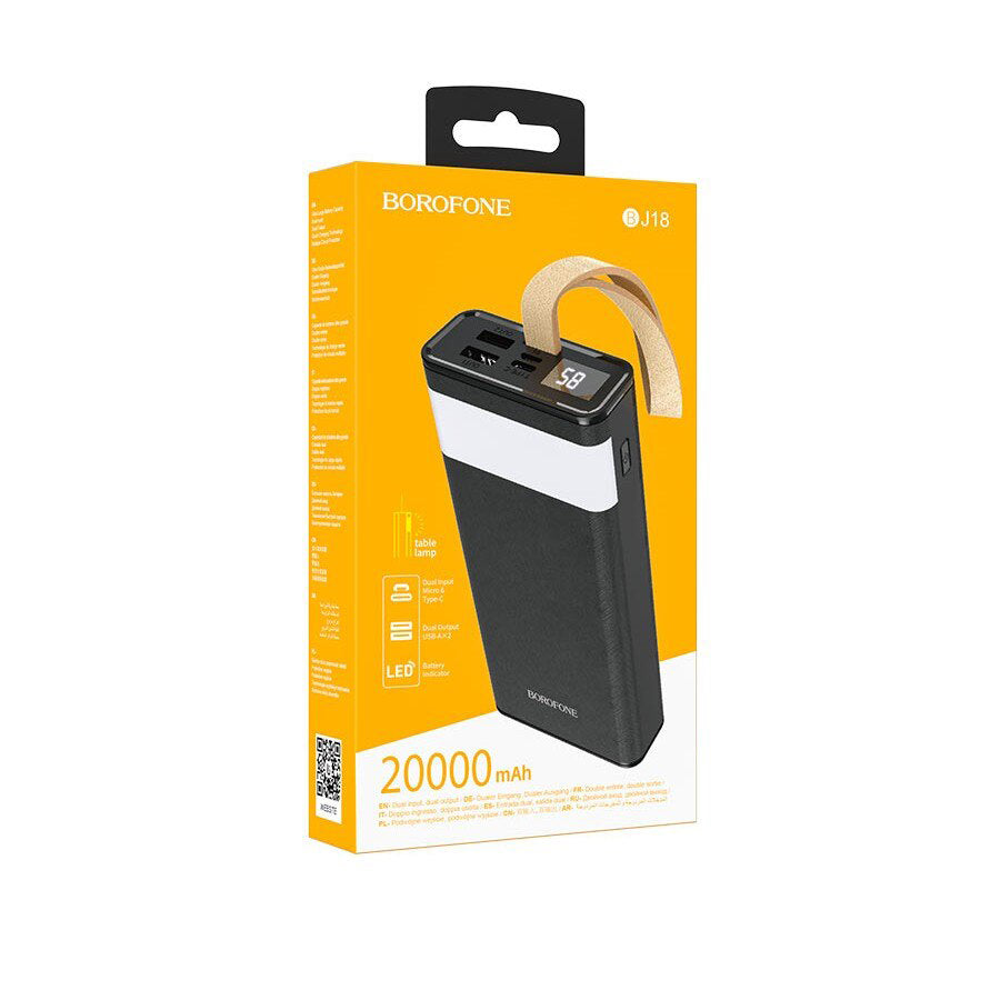 Batteria Esterna Borofone BJ18 Coolmy, 20000mAh, 10W, 2 x USB-A, Nera