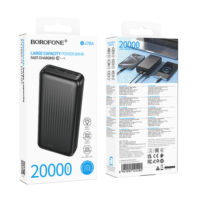 Batteria Esterna Borofone BJ78A Clever, 20000mAh, 10W, 2 x USB-A, Nera