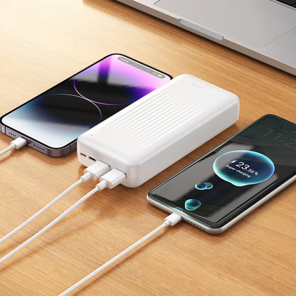 Batteria Esterna Borofone BJ80A Clever, 20000mAh, 22.5W, QC + PD, 1 x USB-C - 2 x USB-A, Bianca