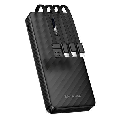 Batteria Esterna Borofone BJ84 Smooth, 10000mAh, 10W, 1 x Lightning - 1 x microUSB - 1 x USB-A - 1 x USB-C, Nera
