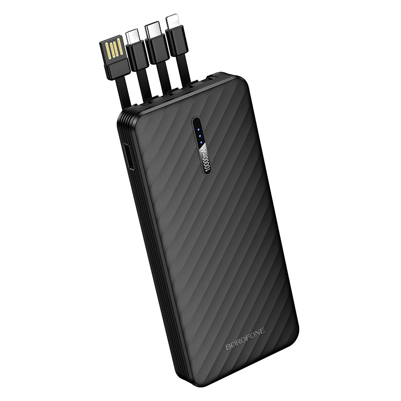 Batteria Esterna Borofone BJ84 Smooth, 10000mAh, 10W, 1 x Lightning - 1 x microUSB - 1 x USB-A - 1 x USB-C, Nera