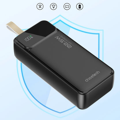 Batteria esterna Choetech B730, 30000 mAh, 22,5 W, QC + PD, 1 x USB-C - 2 x USB-A, nero 