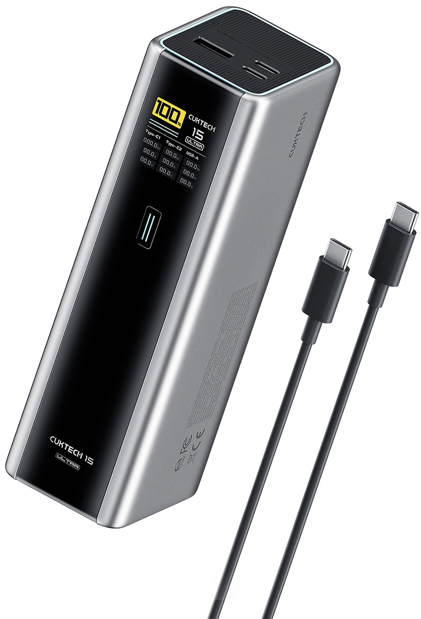 Batteria Esterna Cuktech, 20000mAh, 210W, QC + PD, 1 x USB-A - 2 x USB-C, Grigio CKPB200UGLGR