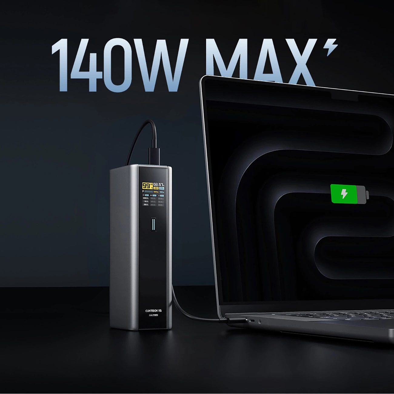 Batteria Esterna Cuktech, 20000mAh, 210W, QC + PD, 1 x USB-A - 2 x USB-C, Grigio CKPB200UGLGR