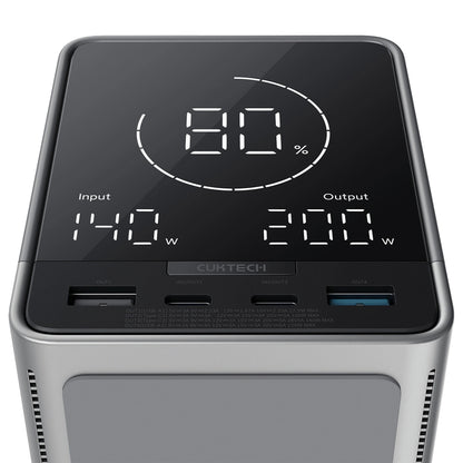 Batteria Esterna Cuktech, 40000mAh, 300W, QC + PD + FQI, 1 x QI - 2 x USB-A - 2 x USB-C, Nera