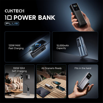 Batteria Esterna Cuktech PB150P, 15000mAh, 120W, QC + PD, 1 x USB-A - 2 x USB-C, Grigio CKPB150POSGR