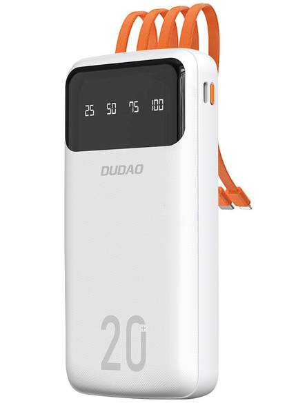 Batteria Esterna Dudao K6Pro+, 20000mAh, 10W, 1 x Lightning - 1 x microUSB - 1 x USB-A - 1 x USB-C, Bianca