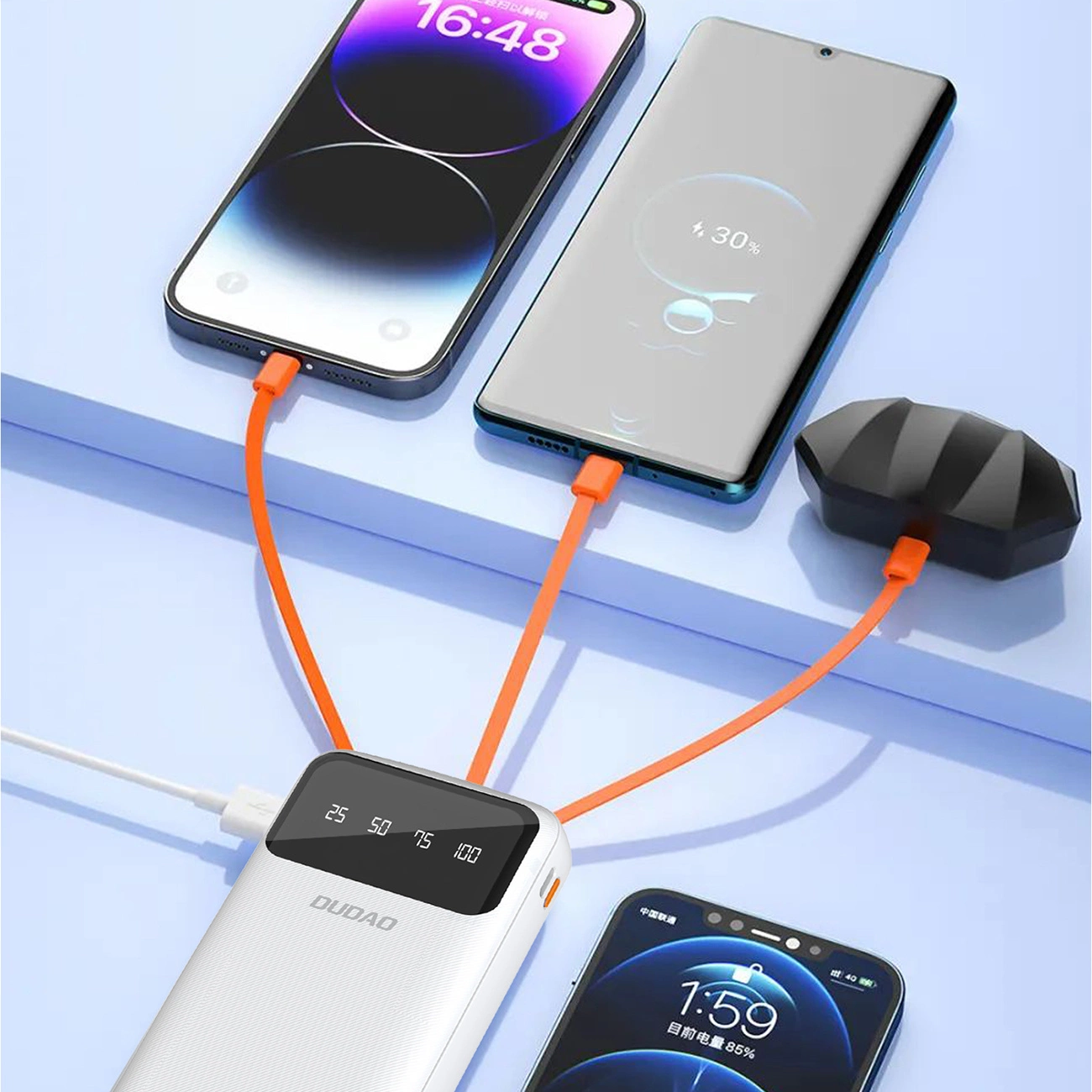 Batteria Esterna Dudao K6Pro+, 20000mAh, 10W, 1 x Lightning - 1 x microUSB - 1 x USB-A - 1 x USB-C, Bianca