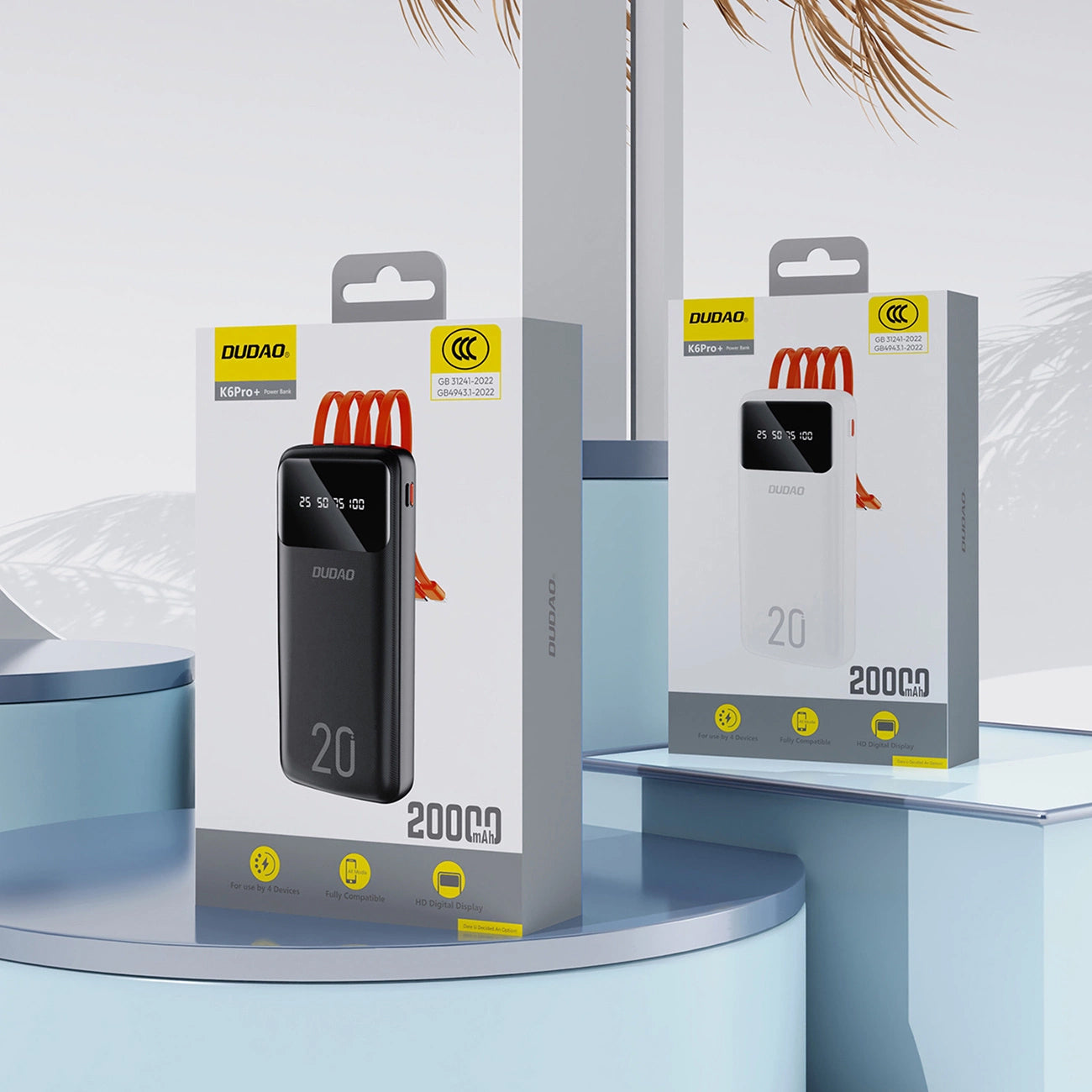 Batteria Esterna Dudao K6Pro+, 20000mAh, 10W, 1 x Lightning - 1 x microUSB - 1 x USB-A - 1 x USB-C, Nera