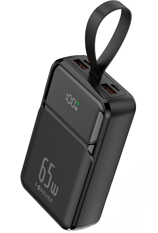 Batteria Esterna Forever TB-400, 20000mAh, 65W, QC + PD, 2 x USB-A - 2 x USB-C, Nera