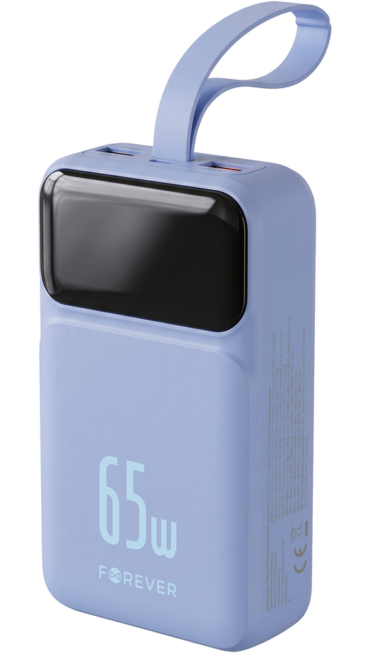Batteria Esterna Forever Vibe-TB65, 20000mAh, 65W, QC + PD, 2 x USB-A - 2 x USB-C, Blu