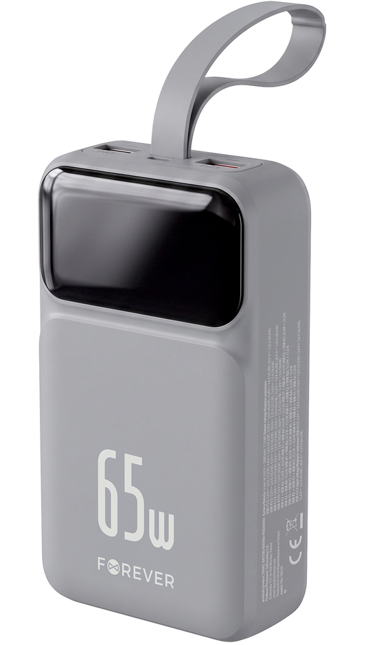 Batteria Esterna Forever Vibe-TB65, 20000mAh, 65W, QC + PD, 2 x USB-A - 2 x USB-C, Grigio