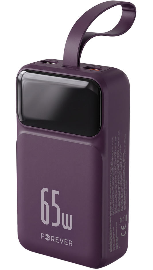 Batteria Esterna Forever Vibe-TB65, 20000mAh, 65W, QC + PD, 2 x USB-A - 2 x USB-C, Vinaccia