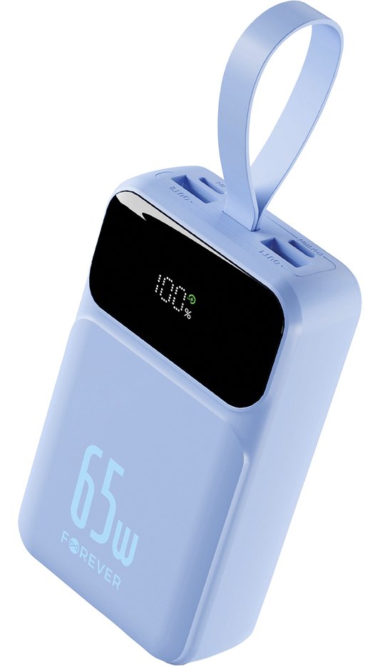 Batteria Esterna Forever Vibe-TB65, 20000mAh, 65W, QC + PD, 2 x USB-A - 2 x USB-C, Blu