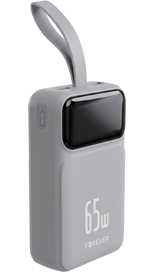 Batteria Esterna Forever Vibe-TB65, 20000mAh, 65W, QC + PD, 2 x USB-A - 2 x USB-C, Grigio