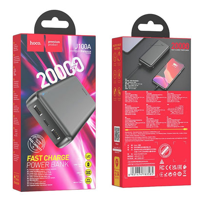 Batteria Esterna HOCO J100A, 20000mAh, 10W, 2 x USB-A, Nera